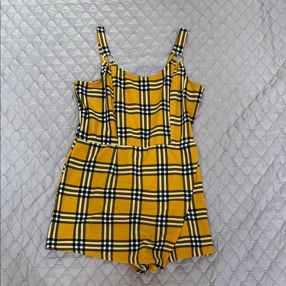 No Boundaries Yellow Plaid Romper – Size XXL Sleeveless One Piece